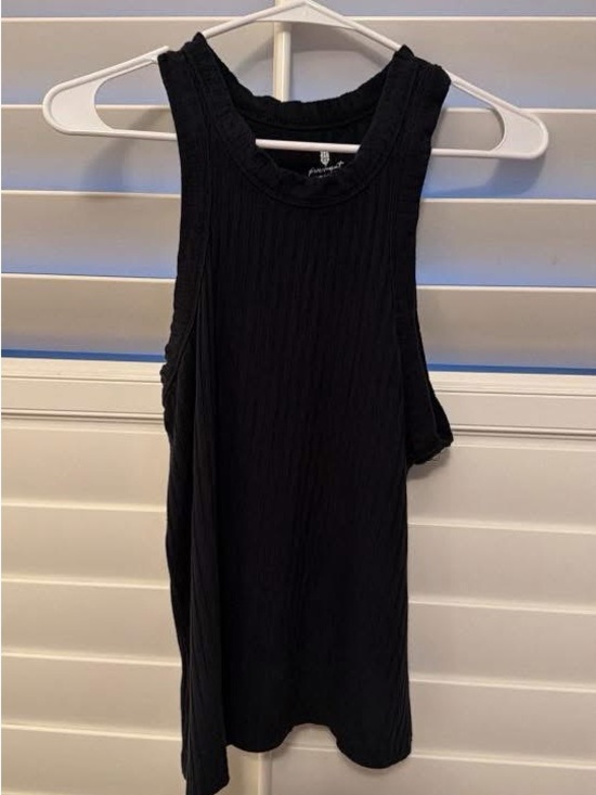 Free People Tops - Free People Black Ribbed Tank - Sleeveless Crop-Style Top